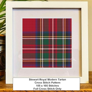 Stewart Royal Modern Tartan - Cross Stitch Pattern - Scottish Gift - Embroidery Design - Modern Cross Stitch - Easy Cross Stitch -Home Decor
