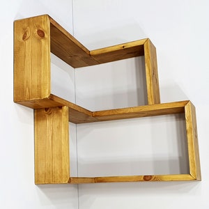 Inside corner shelf unit in dark oak. Kitchen & Bathroom Organization. Book shelf image 7
