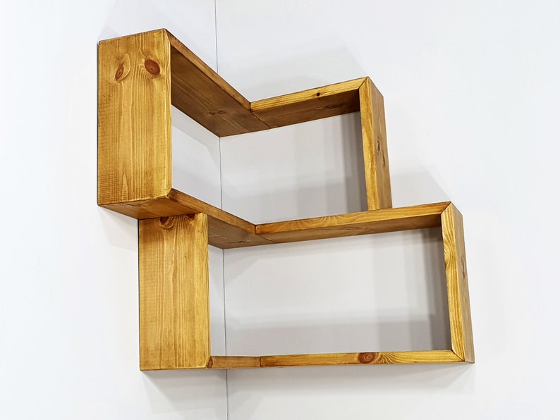 Inside corner shelf unit in dark oak. Kitchen & Bathroom Organization. Book shelf image 7