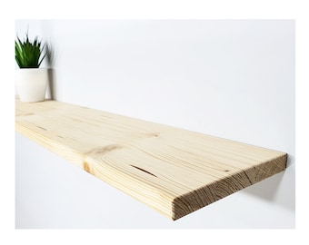 Thin wall shelves from Natural wood without wall fixings. Untreated new wood