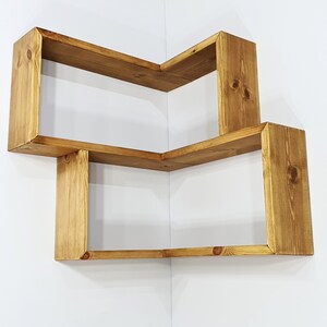 Inside corner shelf unit in dark oak. Kitchen & Bathroom Organization. Book shelf image 8