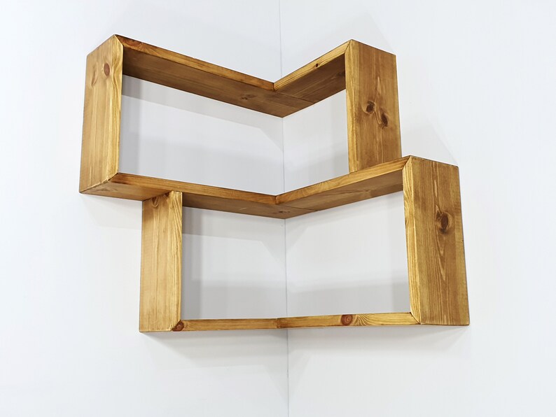 Inside corner shelf unit in dark oak. Kitchen & Bathroom Organization. Book shelf image 8