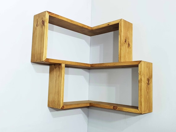 Inside corner shelf unit in dark oak. Kitchen & Bathroom Organization. Book shelf