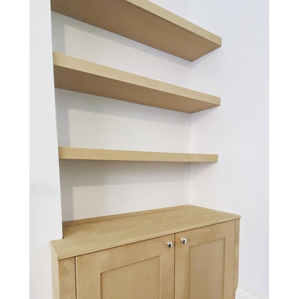 Tailored MDF Box floating shelves for your Modern Alcove Project