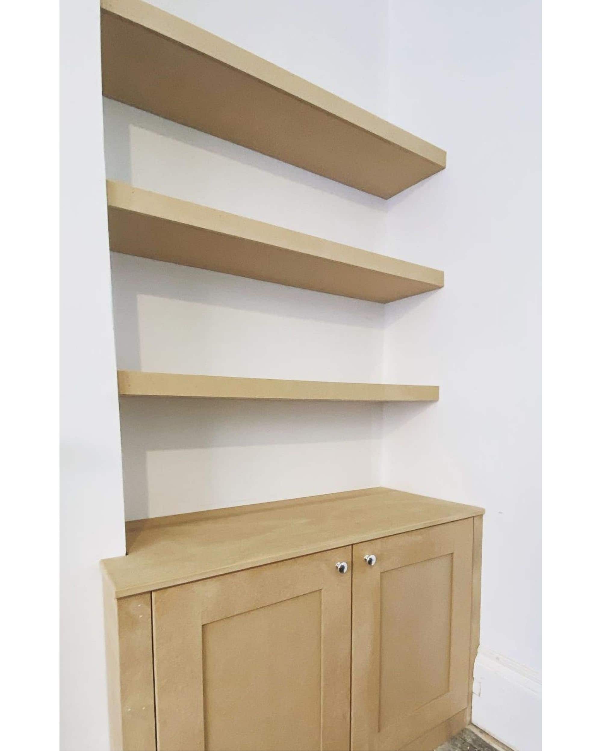 Oak alcove shelves deals