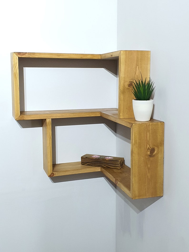 Inside corner shelf unit in dark oak. Kitchen & Bathroom Organization. Book shelf image 4
