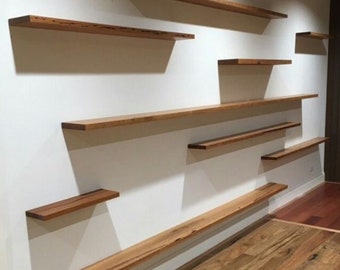 Thin floating shelf from natural wood, shelves for plasterboard walls, wooden kitchen floating shelves, office shelving, alcove shelves