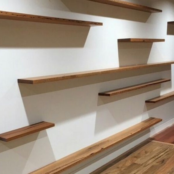 Thin floating shelf from natural wood, shelves for plasterboard walls, wooden kitchen floating shelves, office shelving, alcove shelves