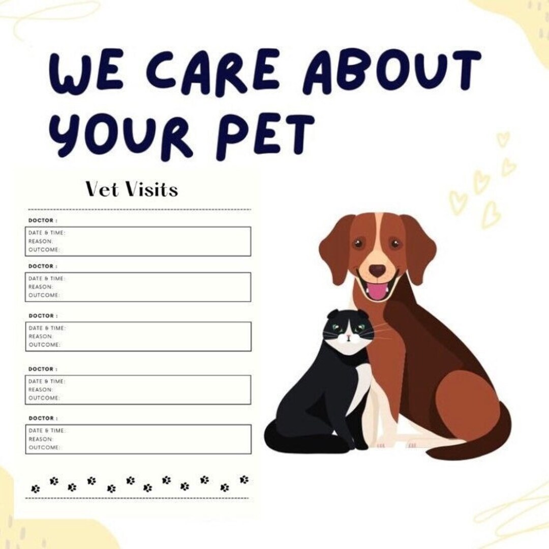 Printable Pet Planner Fillable Pet Planner Pet Care Planner - Etsy