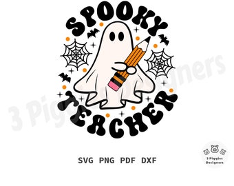 Insegnante fantasma spettrale SVG: design per maglietta di Halloween (download digitale)