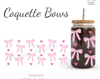 Laços Coquette Libbey 16oz Design: Corações SVG PNG DXF (Download Digital)