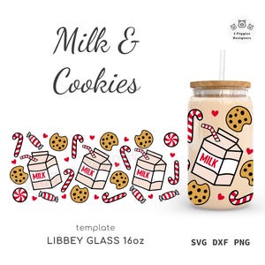 Leite e biscoitos Libbey 16oz • Tempo de Natal svg Cricut Santa Claus Wrap File png Sublimação dxf Silhouette Instant Download Clip Art Cut