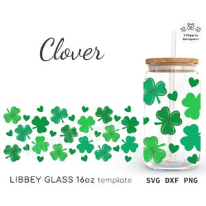 Kleeblatt Libbey 16 Unzen • Glücksglas wrap • Kleeblatt Bierglas svg • Sofortiger Datei-Download svg png dxf für Cricut Silhouette