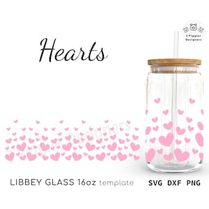 Heart Libbey 16oz • Valentinstag Glass Wrap, Instant Download Schnittdatei für Cricut Silhouette,