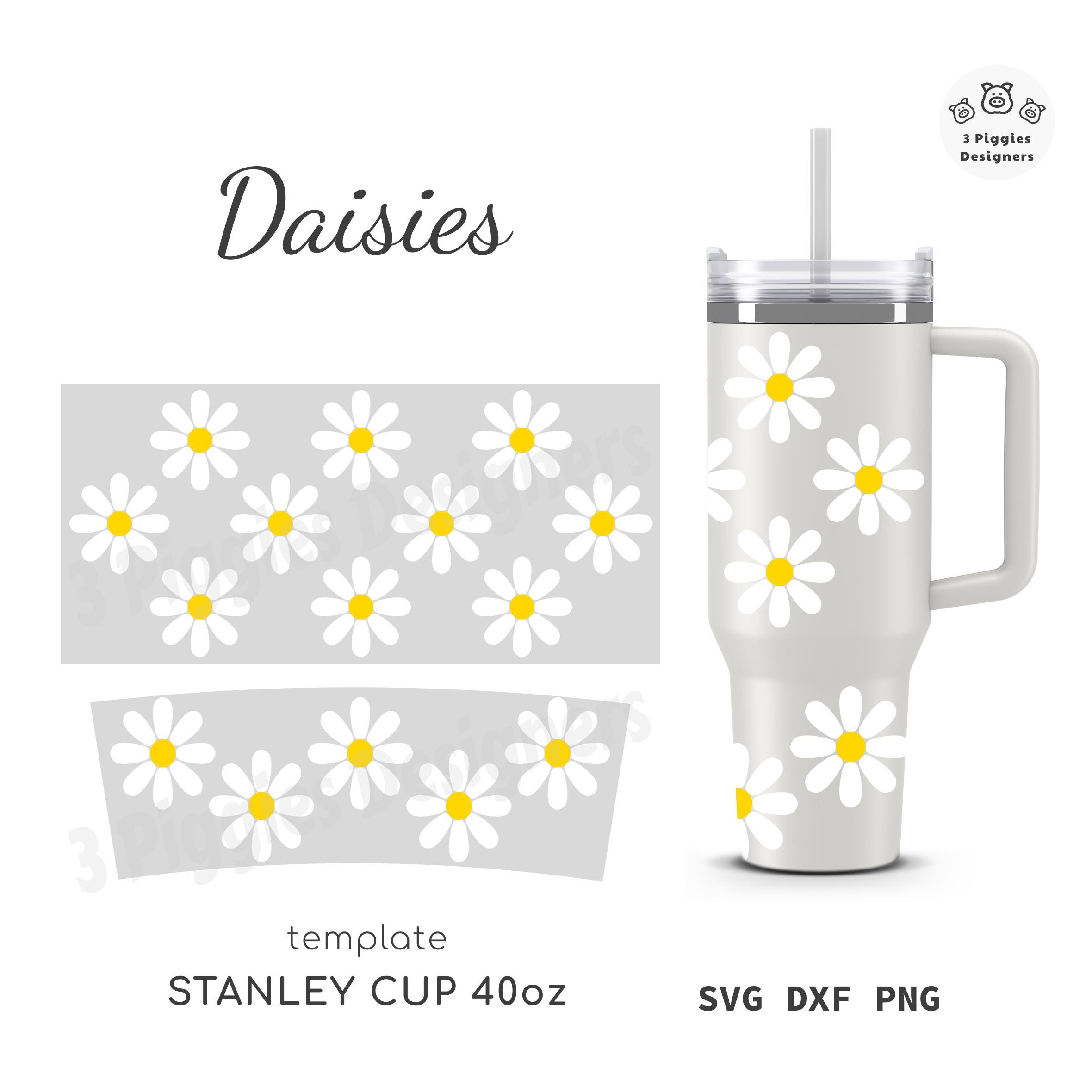 Daisy Flower Stanley Quencher Wrap File: Cricut Silhouette Cut