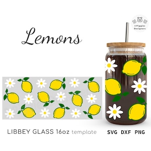Citrons Libbey 16 oz • Boîte en verre à fruits pour Cricut Silhouette Téléchargement instantané Couper le fichier Téléchargement instantané