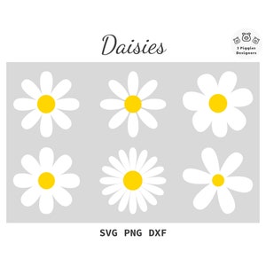 Daisy Flower Pack • Daisies Bundle svg png dxf cutfile pour Cricut Silhouette Téléchargement instantané clipart
