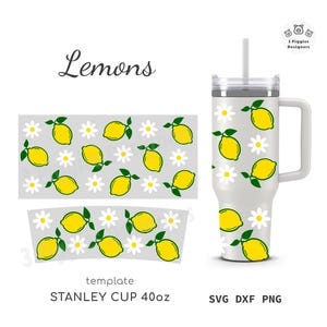 Lemons 40oz Stanley No Hole • Tropical Fruit Quencher, svg Cricut Design, dxf Silhouette, png Tumbler Sublimation Instant Download Wrap file