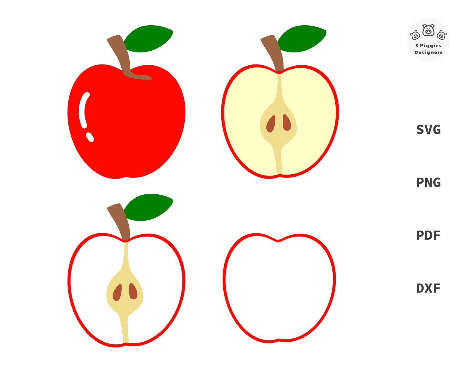 Apple SVG • Instant Download Png Dxf Pdf for Cricut Silhouette Tropical ...