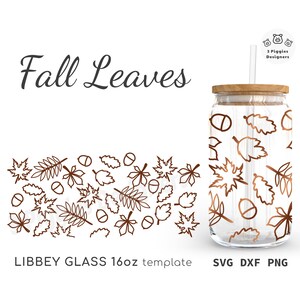 Jesienne liście Libbey Glass Wrap: Plik do cięcia SVG PNG DXF (pobranie cyfrowe)