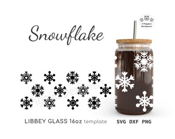 Snowflake Libbey Glasverpackung: Weihnachten SVG, DXF, PNG (digitaler Download)