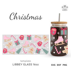 Vakantieseizoen Libbey 16oz • Christmas Time Glass kan svg wrap bestand Cricut silhouet dxf sublimatie png-bestand knippen