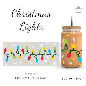 Lampki choinkowe Libbey 16oz • Opakowanie na puszkę szklaną na okres świąteczny do Cricut Silhouette