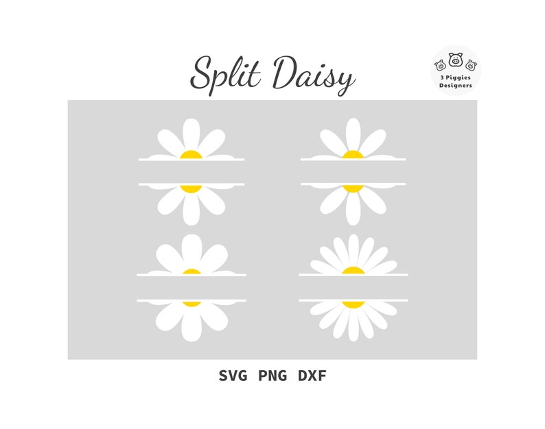 Split Monogram Daisy Daisy Split SVG • Daisies Monogram Png Dxf for Cricut Silhouette ...