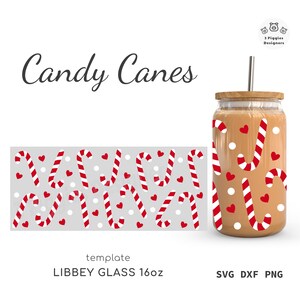 Candy Canes Libbey 16oz • Kerstglasblik inpakken voor Cricut Silhouette