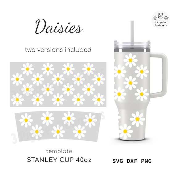 Daisy Flower Stanley Quencher Wrap File: Cricut Silhouette Cut