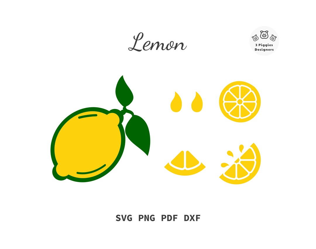 Lemon SVG Fruit Pdf Png Dxf for Cricut Silhouette Instant Download Cut