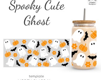 Spooky Ghost Libbey Glass Can Wrap • Halloween SVG PNG DXF (Digital Download)