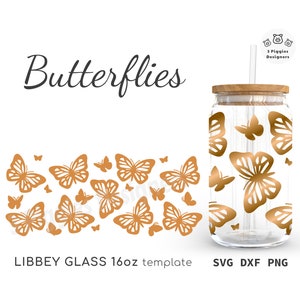 Butterfly Libbey 16oz • Schmetterlinge kann Glasverpackung Cricut Silhouette, Instant Download
