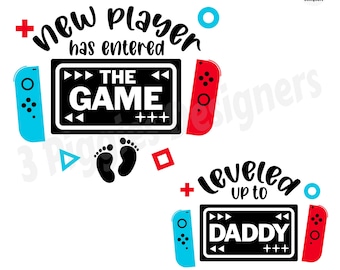 Leveled Up to Daddy SVG: Gamer Baby Announcement (Digital Download)