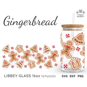 Gingerbread Libbey 16oz • Christmas time cutfile for cricut Silhouette, Cookie man Instant Download svg png dxf