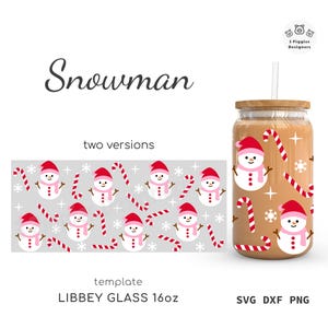 Sneeuwpop Libbey 16oz • Snoep kersttijd, kerstseizoen svg wrap bestand Cricut silhouet dxf en png sublimatie gesneden bestand