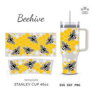 Bijenkorf 40oz Stanley • Quencher Daisy Cricut svg ontwerp, silhouet madeliefjes dxf-bestand knippen, bijen digitale Instant Download
