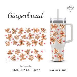 Peperkoek 40oz Stanley No Hole • Cookies Christmas Time svg voor Cricut png sublimatie dxf wrap-bestand voor silhouet kerstman ontwerp