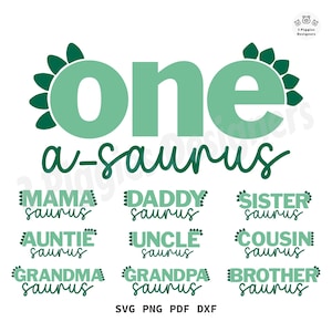 One a Saurus Birthday SVG: Family Dinosaur Design (Digital Download)