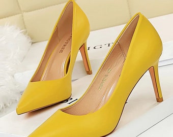 BIGTREE Shoes Pu Leather Woman Pumps