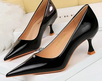 BIGTREE Shoes Women 5.5cm Heels Patent