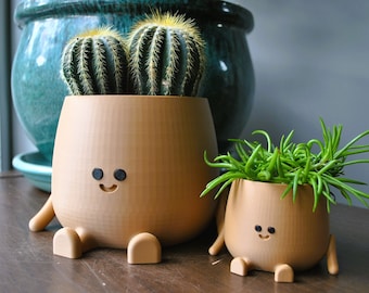 Fijne plantenbak! KLEUR:BRUIN | Happy Face plantenpot | Smileygezicht plantenbak | Leuke plantenbak | Plantenbak voor binnen | Verjaardagscadeau plantenbak