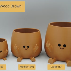 Happy Middle Finger Planter Color: Brown, Kawaii Planter,Planter Cute Face,Succulent Planter,Indoor Planter,Happy Face Plant Pot,Flower Pot image 5