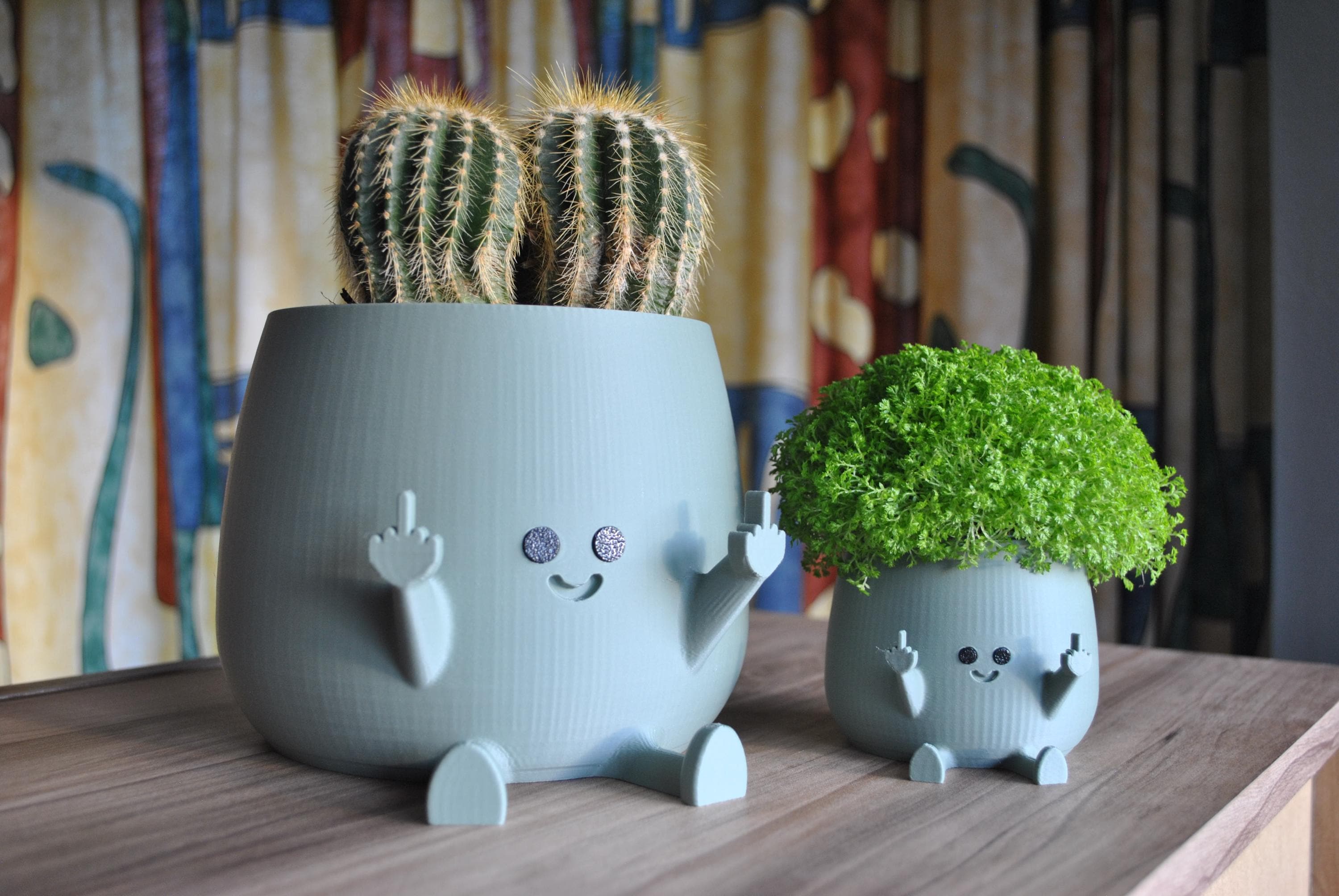 Cute Face Middlefinger Plant Pot – Unique PASTEL GREEN Happy Head Planter for Indoor House Plants, Cactus, Succulent,Lover Birthday Gift