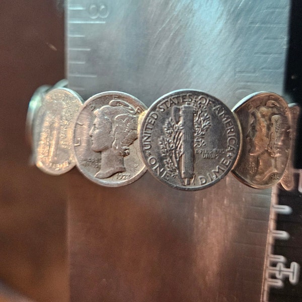 Silver Mercury dime bracelet.