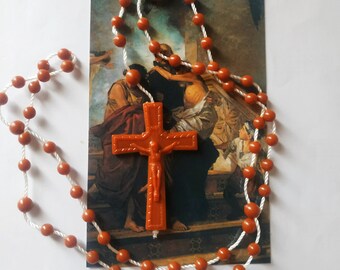 Saint John of God print with Rosary and prayer. ROSARY and stamp of Saint John of God