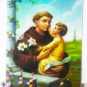 ESTAMPA SAN ANTONIO de Padua con oración para su petición. Estampa religiosa, Patrón de las cosas y causas perdidas