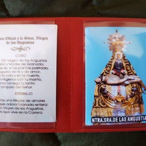 PORTAFOGLIO RELIQUIARIO Porta carte Immagine e Inno dell'Addolorata con copertina, Immagine della Vergine per portafoglio, Carta della Vergine con preghiera