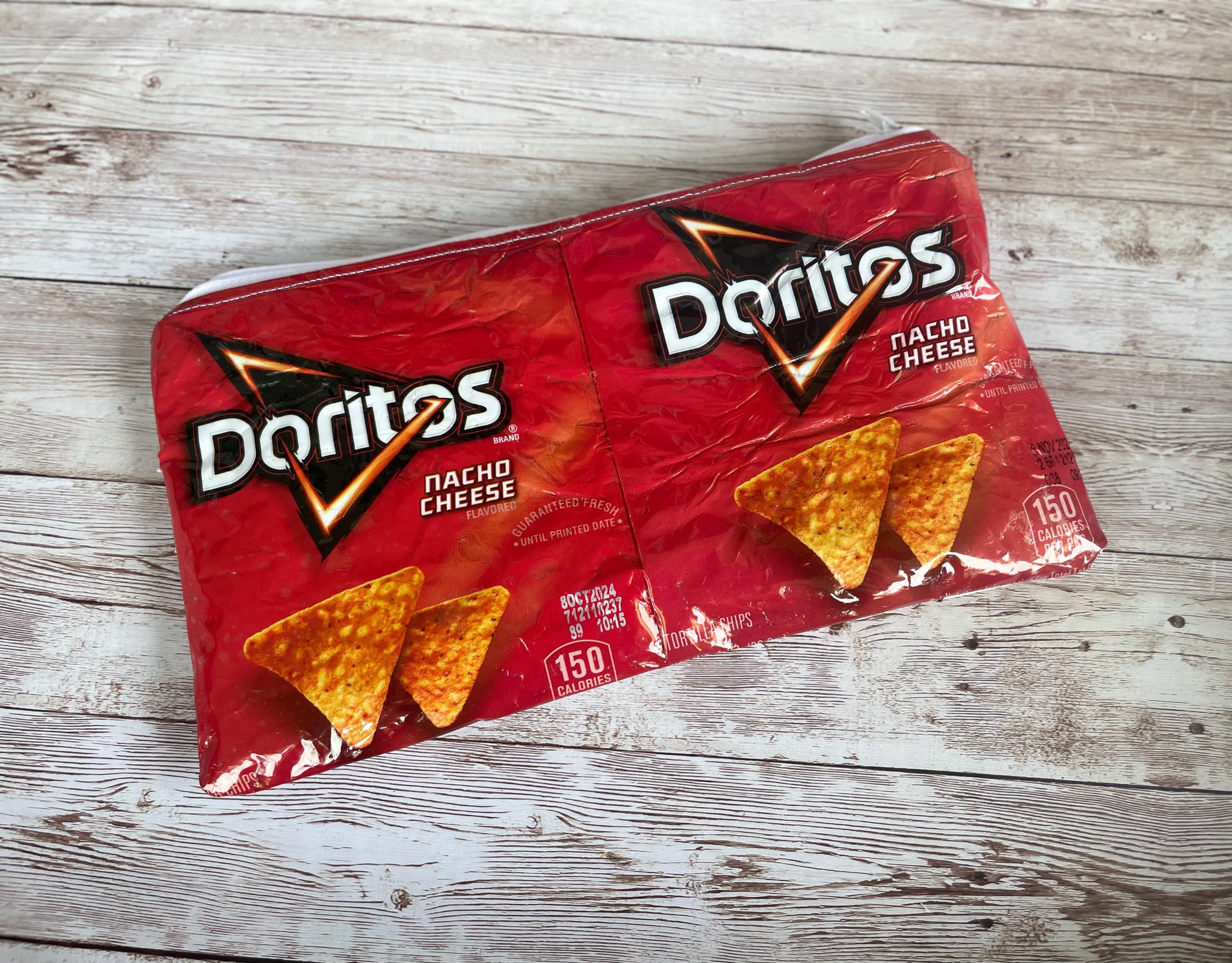 Doritos Snack Bag Vinyl, Zippered Lined Fabric Pouch