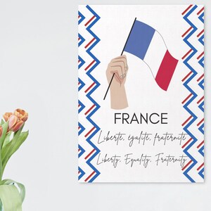 Frankreich Wand Kunst Druck, druckbare Frankreich Karte, Französische Flagge druckbare Kunstwerk, Frankreich Patre